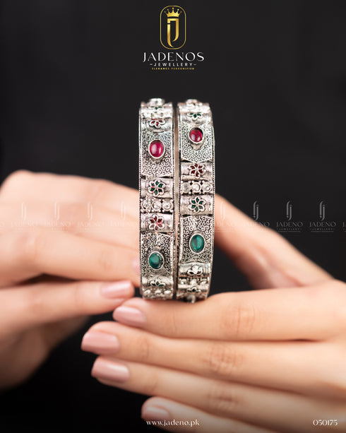 The Oxidised Glided Grace Bangles